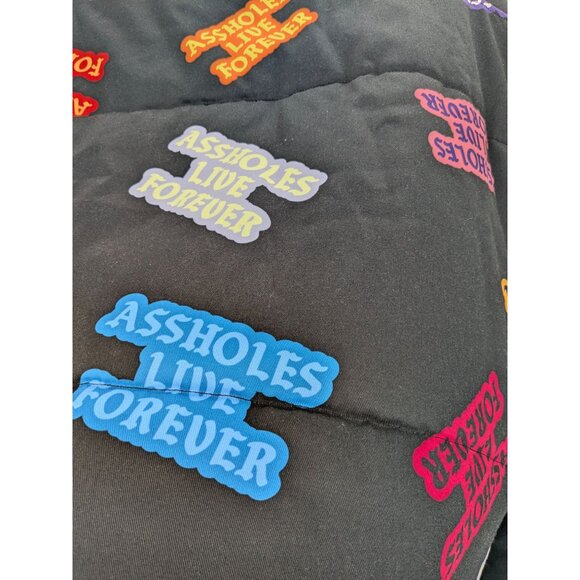 A**holes Live Forever Puffer Jacket Size XL Zip Up Spell Out Gorpcore Streetwear - Picture 12 of 12